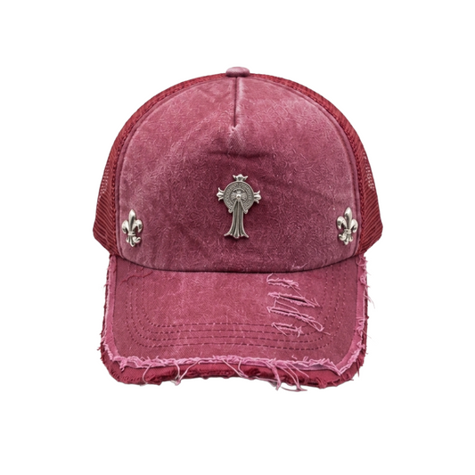 Burgundy Gothic Denim Cap